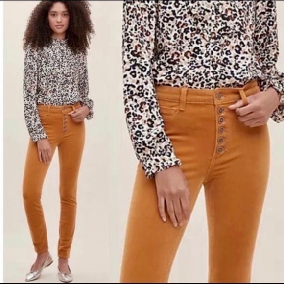 Pilcro And The Letterpress Tan High Rise Skinny Corduroy Pants - Picture 1 of 5